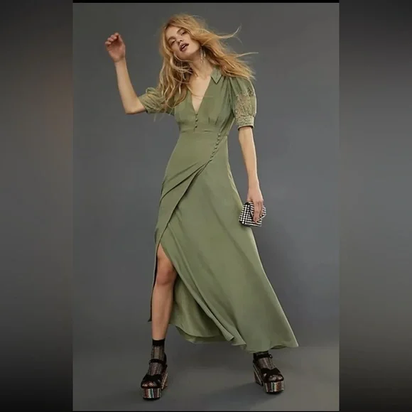 free people green silk dress Free People Cooper Midi – Timber Boutique main image 0